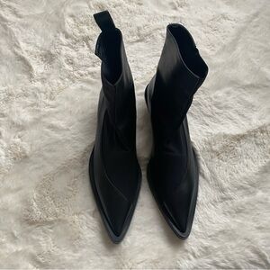 Jil Sander black ankle boot - mesh and leather